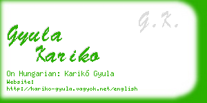 gyula kariko business card